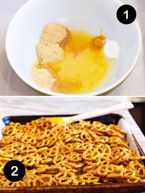 This copycat Gardetto Mustad pretzels recipe is a quick and easy snack that has a slight honey-sweet tangy coating. Honey mustard pretzels are great for parties, movie nights, a school snack, or while watching the big game. Mustard Pretzels Recipe, Pretzel Seasoning Recipes, Pretzel Snack Recipes, Muddy Buddy Recipe, Mustard Pretzels, Honey Mustard Pretzels, Pretzel Snacks, Cooking Substitutions, Pretzels Recipe