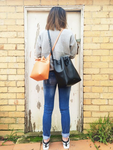 Mansur Gavriel Large vs Mini Bucket Bag Mansur Gavriel Mini Mini Bucket Bag, Mansur Gavriel Bucket Bag Outfit, Bucket Bag Street Style, Bucket Bag Outfit, Bucket Bags Outfit, Mansur Gavriel Mini Bucket Bag, Mansur Gavriel Bucket Bag, Bucket Bag Style, Mansur Gavriel Bag