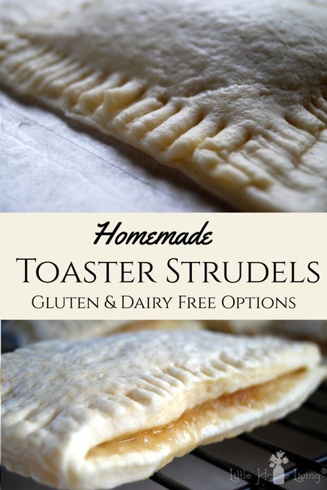 Want to make your own homemade Toaster Strudels? This recipe will show you how to make this easy grab-and-go breakfast! It also features dairy and gluten free alternatives so just about anyone can make them. #toasterstrudels #homemadetoasterstrudels Toaster Strudel Recipe, Gluten Free Alternatives, Homemade Toaster Strudel, Toaster Strudel, Dairy And Gluten Free, Strudel Recipes, Toaster Pastry, Gluten Free Egg Free, Gluten And Dairy Free