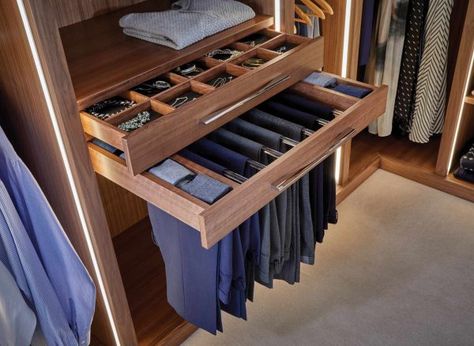 Trouser Wardrobe Storage, Wardrobe Internal Accessories, Dressing Storage Design, Wardrobe Pull Out Drawers, Accessory Drawer In Wardrobe, Accessories Drawer In Wardrobe, Pull Out Trouser Rack, Jewellery Drawer In Wardrobe, Trouser Pullout In Wardrobe