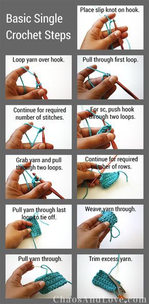 Basic Single Crochet | chaosandlove.com #crochet #tutorial How To Make Crotchets, How To Nit For Beginners Knitting How To Crochet, How To Single Crochet, Beginning Crochet, Crochet Beginners, Learning To Crochet, Crochet 101, Crochet Geek, Crochet Bows