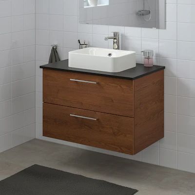 Ikea Godmorgon, Bathroom Sink Cabinets, Washbasin Design, Basin Design, Vanity Countertop, Laminate Countertops, Design Line, Sink Countertop, Bath Faucet