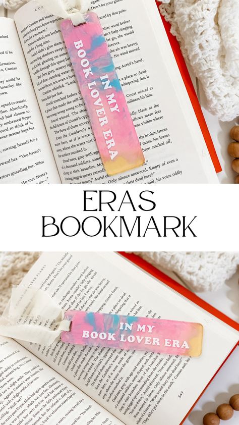 In my book lover era acrylic bookmark hand painted with the Lover album colors Book Lover Diys, Painted Acrylic Bookmark, Book Mark Sayings, In My Reading Era, Acrylic Book Mark Ideas, Swiftie Bookmark, Book Lovers Crafts, Acrylic Bookmark Ideas Vinyl, Book Lover Crafts