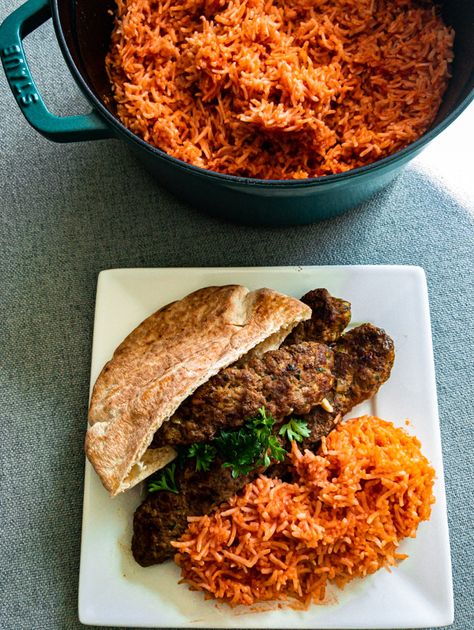 Iraqi Red Rice - Three Teas Kitchen Recipes Chaldean Recipe, Iraqi Cuisine, Red Rice Recipe, Foreign Food, Red Rice, Gourmet Cooking, Moroccan Food, Exotic Food, Mediterranean Dishes