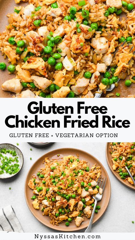 Gluten Free Rice Recipes, Recipe For Fried Rice, Gluten Free Fried Rice, Gluten Free Chinese, Gluten Free Chicken Recipes, Dairy Free Recipes Dinner, Healthy Asian, Gluten Free Main Dishes, Gluten Free Soy Sauce