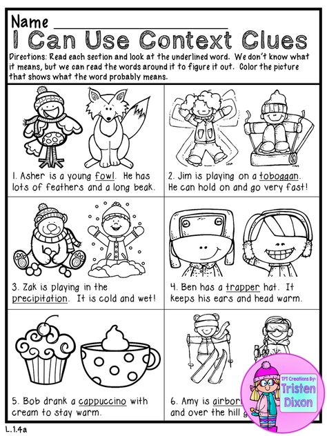 Comprehension Kindergarten, Context Clues Activities, Context Clues Worksheets, Prek Ideas, Literacy Intervention, English Club, First Grade Worksheets, First Grade Activities, Speech Activities