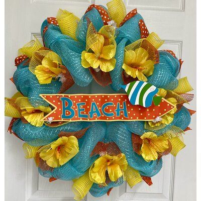 Summer Deco Mesh Wreaths, Summer Mesh Wreaths, Mardi Gras Wreath, Beach Wreath, Pillows Flowers, Mini Candles, Handmade Wreaths, Mesh Wreath, Amazon Handmade