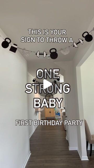 One Strong Baby Birthday Theme, Gym Theme Birthday Party, Workout Birthday Party Theme, One Strong Baby Birthday, Cute First Birthday Ideas For Boys, Fitness Party Theme Decorations, Gym Birthday Party Ideas, Gym Party Decorations, Gym Theme Party