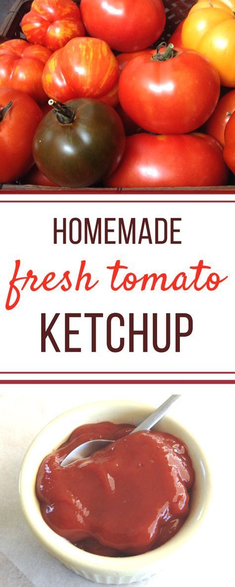 PERFECT tomato ketchup, that doesn't call for a can of paste or other store-bought ingredients! Ketchup From Fresh Tomatoes, Diy Ketchup, Homemade Tomato Ketchup, Seasonal Meals, Paleo Ketchup, Homemade Ketchup Recipes, Tomato Gardening, Tomatoes In Containers, Homestead Recipes