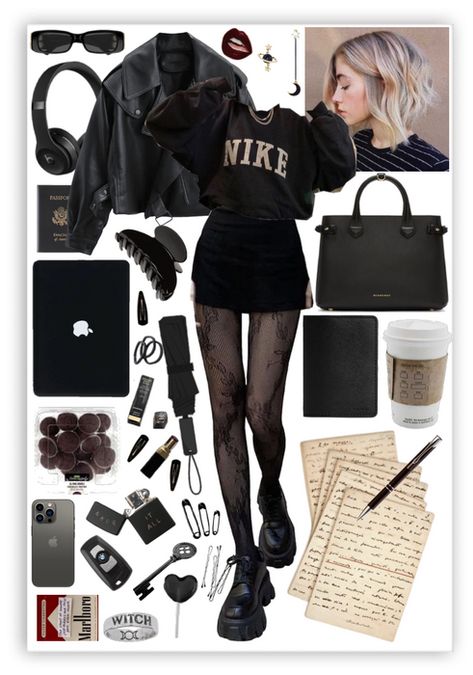 College Outfit | ShopLook Idgaf Outfits For School, Ootd Bad Girl, Dark Feminine College Outfits, Final Girl Aesthetic Outfits, Private School Bad Girl Aesthetic, Clothes Polyvore, Thanksgiving Outfits Women, Bad Girl Style, Outfit Dark