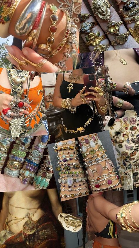 Check out bllossoom's Shuffles #maximalism #jewellery #gold Maximalist Gold Jewelry Aesthetic, Gold Jewelry Maximalist, Maximalist Bracelets, Maximalist Gold Jewelry, Gold Maximalist Jewelry, Maximalist Jewelry Aesthetic, Maximalism Jewelry, Making Beaded Jewelry, Nothing Is As It Seems