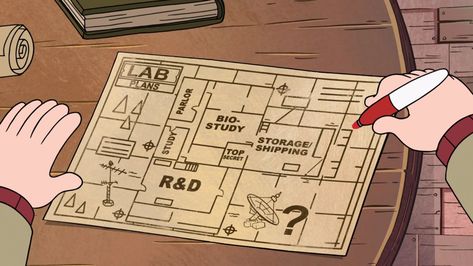 Gravity Falls - Mystery Shack 1. Floor-Plan Gravity Falls Secrets, Gravity Falls Wiki, Labs Plan, Alex Hirsch, Study Storage, Gravity Falls Dipper, Fall Memes, Break Wall, Gravity Falls Funny