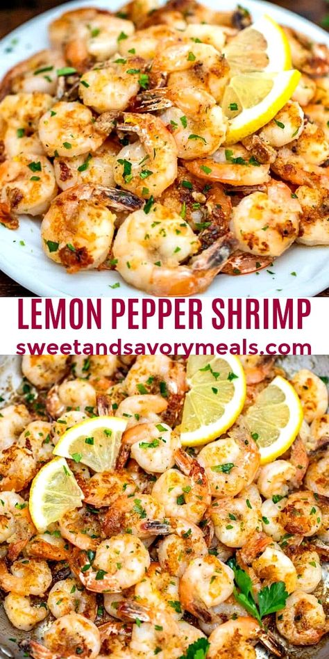 Lemon Pepper Shrimp - Sweet and Savory Meals Lemon Pepper Shrimp, Baked Shrimp Recipes, Lemon Shrimp, Pepper Shrimp, Raw Bar, Savory Meals, Shrimp Recipes For Dinner, Meat Appetizers, Seafood Appetizers