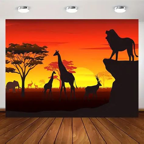 African Safari Theme Party Background Photo Props Polyester - Temu Background Photobooth, Safari Backdrop, African Safari Theme, African Forest, Birthday Party Background, African Theme, Safari Theme Party, Photo Wall Decor, Photos Booth