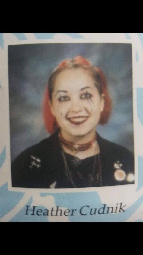 Senior Year Book, Different Types Of Goth, 90s Yearbook, Senior Pictures Yearbook, 2000s Mall Goth, School Picture Day, Types Of Goth, Goth Prom, Alternative Subcultures