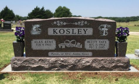 Companion Uprights — Southwest Monument Companion Headstone Ideas, Cemetery Monuments Headstone Ideas, Western Headstones Designs, Farm Scene Headstone, Granite Headstones Double, Monument Ideas, Headstone Ideas, Personalized Memorial Stones, Grave Monuments