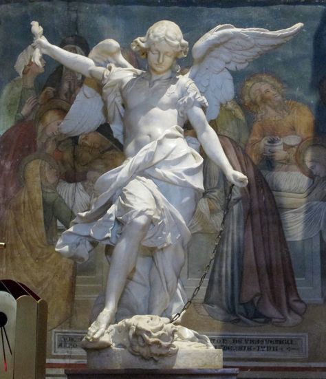 Cappella Corporal, marble statue in the chapel by Agostino Cornacchini, the Archangel Michael, 1729. Statue Reference, Sun Eater, Baroque Sculpture, Classic Sculpture, Greek Statues, Angel Statue, Umbria Italy, Baroque Art, Angel Statues