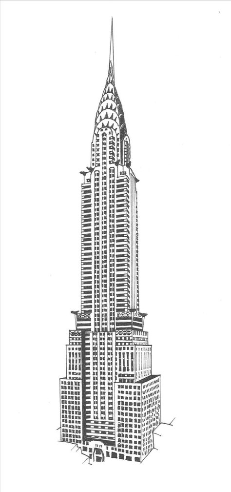 Chrysler Building Sketch #ChryslerBuilding #NewYork Chrysler Building Tattoo, Chrysler Building Drawing, Building Tattoo, New York Buildings, Building Sketch, Building Drawing, Skyline Design, Chrysler Building, Architectural Sketch