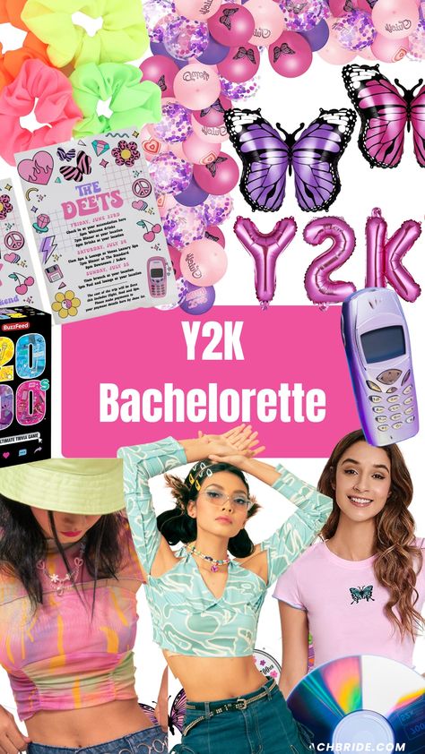 90s 2000s Bachelorette Party, 2000s Bachelorette Party, Y2k Bachelorette Party, Y2k Bachelorette, 2000s Theme Party, 90s Bachelorette Party, Bachelorette Sleepover, 2000s Theme, Y2k Party Outfit