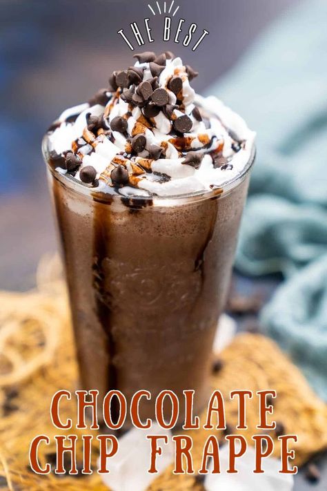 This Starbucks copycat Double Chocolate Chip Frappe recipe is a keeper, guys. It’s slushy, creamy, rich, decadent, and comes together in just 5 minutes. Here is a super easy recipe to make it from scratch. Chocolate Chip Frappuccino Recipe, Double Chocolate Chip Frappuccino, Chocolate Chip Frappe, Nutella Coffee, Mocha Cookie Crumble, Frappe Recipe, Mocha Cookies, Cookie Crumble, Mocha Frappuccino