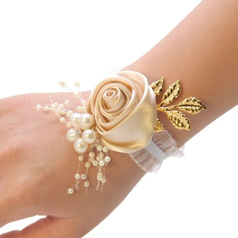 Bridal Corsage, Hand Flower, Wrist Flowers, Wedding Hands, Prom Accessories, Hand Flowers, Rose Bracelet, Corsage Wedding, Satin Roses