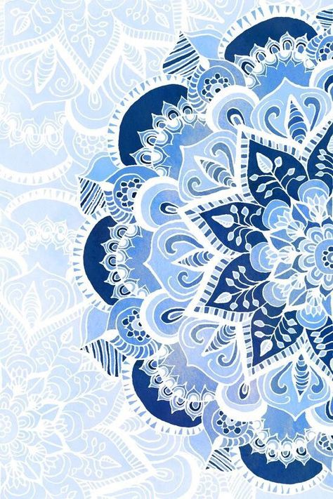 Blue Wall Tapestry, Blues Art, Blue Wall Clocks, Mandala Wallpaper, Phone Background Patterns, Mandalas Drawing, Blue Art Prints, Design Tattoo, Zentangle Art