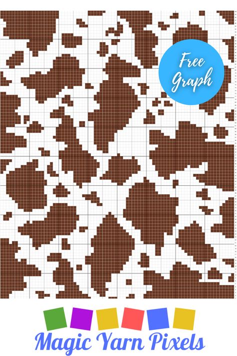 Get the Free Graph for this Brown Spotted Cow Hide Pattern. Modern graphs for c2c crochet, cross stitch & other crafts from Magic Yarn Pixels. Cow Print Pixel Art, Highland Cow Pixel Art, C2c Graphgan Charts Free, Pixel Art Pattern Design, Free Pixel Art, Cross Stitch Cow, Pixel Crochet Blanket, C2c Patterns, Spotted Cow