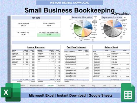 ❤️ Additional details below [Small Business Bookkeeping Template Spreadsheet for Income and Expense, Bookkeeping Spreadsheet, Revenue and Expense Tracker, Google Sheets Template, Excel Spreadsheet, Business Planner, Sales Tracker, Profit and Loss] Another simple spreadsheet from KeepItSimpleTemplate, why complicate? This Small Business Bookkeeping Spreadsheet for Microsoft Excel and Google Sheets includes all three financial statements (income statement, cash flow statement, and balance sheet)! Excel Spreadsheets Templates Business, Spreadsheet Template Business, Spreadsheet Budget, Bookkeeping Spreadsheet, Excel Budget Spreadsheet, Excel Spreadsheets Templates, Business Bookkeeping, Sales Tracker, Small Business Bookkeeping