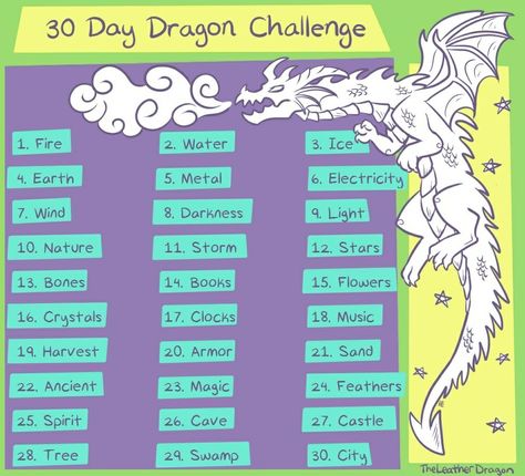 Dragon 30 day art challenge Day Art Challenge, Inktober Prompts, Drawing Memes, 30 Day Art Challenge, Drawing Challenges, 30 Day Drawing Challenge, Art Challenges, Art Style Challenge, Drawing Ideas List