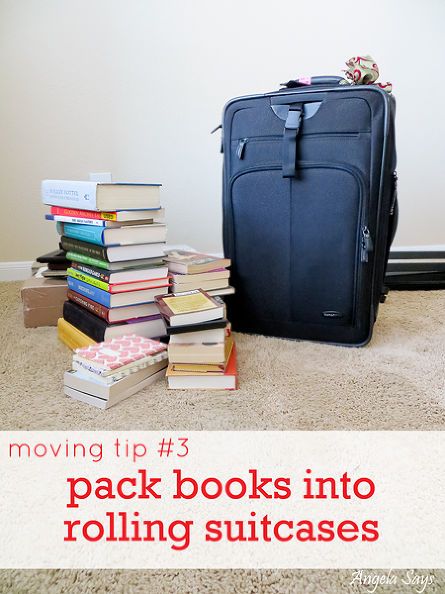 16 moving and packing tips you ought to try, cleaning tips - pack books into rolling suitcases Packing Books, Moving Ideas, Moving House Tips, Moving Hacks, Moving Hacks Packing, Rhapsody In Blue, Crazy House, Packing To Move, Moving Packing