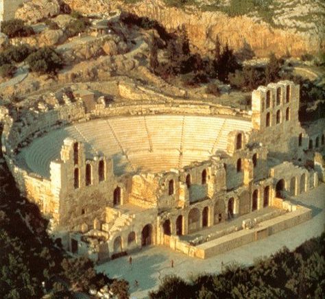 The Theatre of Dionysus at Athens Greek Monuments, Greek Magic, Greek Churches, Greece Bucket List, Ancient Greek Theatre, Attica Greece, Theater Decor, Inspirational Board, Famous Architecture