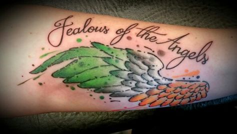 Irish inspired wing memorial tattoos Irish Memorial Tattoo, Rip Tattoo, Dad Tattoo, You Are My Rock, Sleeve Ideas, Dad Tattoos, Memorial Tattoo, Memorial Tattoos, Sleeves Ideas