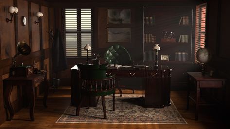 Office inspired by Peaky Blinders Dark Office Aesthetic, 1920s Office, Victorian Office, 1920s Interior, 1920s Interior Design, Old Office, Modern Office Decor, 1920s House, Vintage Office