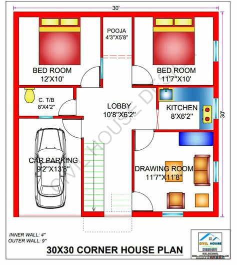 30by30 House Plans, 30x30 House Plans 2 Bedroom, 30x30 House Plans, 900 Sq Ft House, Mini House Plans, Home Map Design, 20x30 House Plans, Wallpapers Cars, 20x40 House Plans