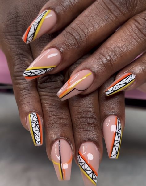 African Print Nails Designs, Nails African Design, Red Black And White Nails Design, Black And White Nail Designs, Bday Nails, Abstract Nails, Sassy Nails, Nice Nails, Wedding Nail