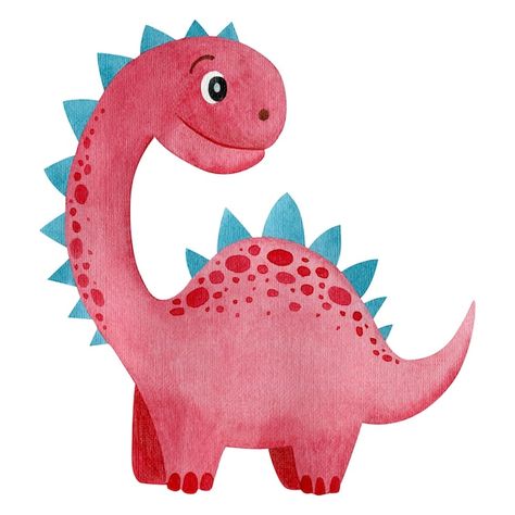 Dinosaur Watercolor, Nursery Drawings, Watercolor Christmas Cards Diy, Happy New Year Fireworks, Dinosaur Birthday Cakes, Baby Playroom, Baby Animal Drawings, Dinosaur Illustration, Pink Dinosaur