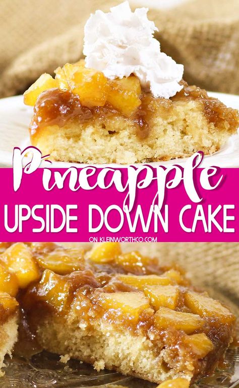 Recipe With Pineapple Chunks, Pineapple Upside Down Cake Recipe, Upside Down Cake Recipe, Buckwheat Cake, Pineapple Chunks, Pecan Ice Cream, Moist Cake, Peanut Butter Cake, Caramelized Sugar