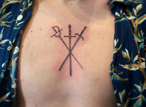 Cross Tattoo For Men, Chest Piece, Cross Tattoo, Compass Tattoo, Ear Tattoo, Swords, Design Inspo, Small Tattoos, Tattoos For Guys