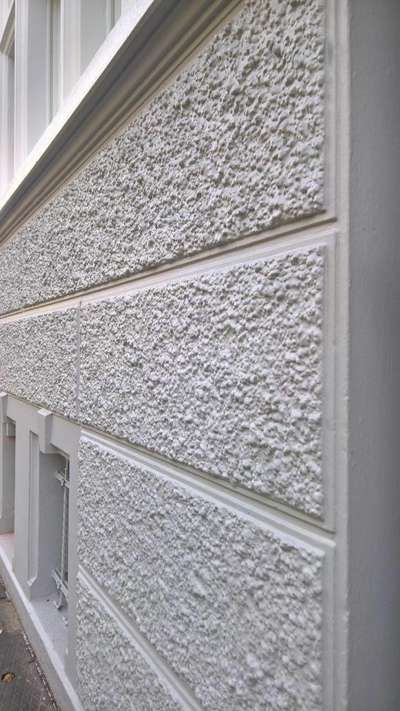 Texture Painting Walls Exterior Elevation, Texture Exterior Walls, Textured Exterior Walls House, Texture Designs For Walls Exterior, Textured Walls Exterior Elevation, Elevation Texture Design, Exterior Wall Design Facades, Compound Wall Design Architecture, Exterior Wall Texture Design