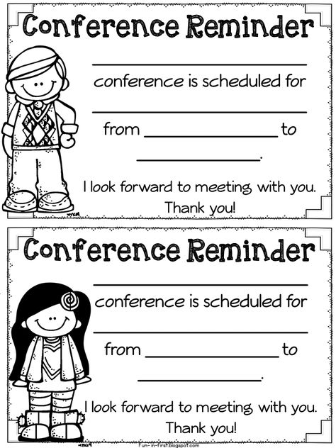 Parent Teacher Conference Time and Must Have FREEBIES - Fun in First Reminder Template, Conference Reminder, Parent Teacher Conference Forms, Parent Teacher Conference, Conference Forms, Parent Teacher Communication, Teacher Forms, Back To School Night, Teacher Conferences