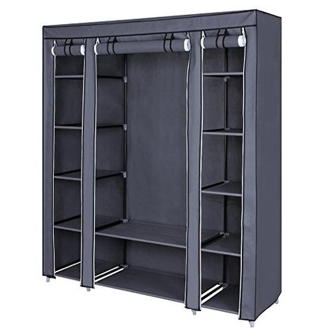 SONGMICS 59 Portable Clothes Closet Wardrobe Nonwoven Fabric Storage Organizer with Shelves Grey ULSF03G * Find out more about the great product at the image link #ClothingStorage Houses Layout, Organiser Son Dressing, Foldable Wardrobe, Portable Wardrobe Closet, Closet Features, Closet Diy, Wardrobe Organizer, Amazing Closets, Portable Wardrobe