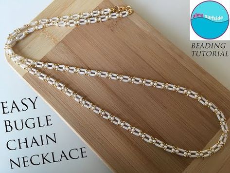 (2321) BEADING TUTORIAL: Bugle Bead Chain Necklace #beadingtutorial #beading #diyjewelry #handmadejewelry - YouTube Diy Bead Necklace Tutorial, Diy Seed Bead Necklace Tutorial, Woven Necklace Tutorial, Bugle Bead Necklace, Free Necklace Patterns, Miyuki Bead Necklace, Diy Necklace Patterns, Seed Bead Bracelets Tutorials, Diy Necklaces Tutorial