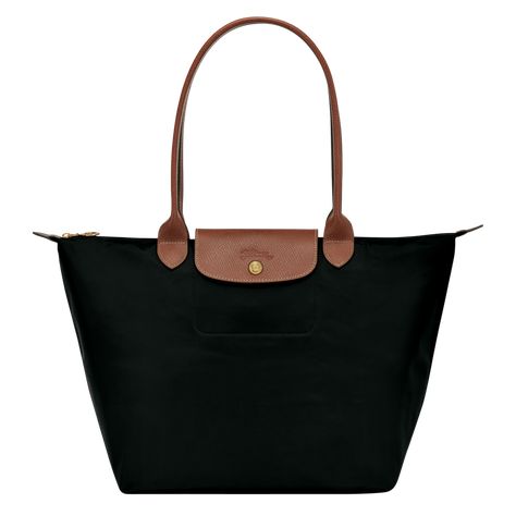 Le Pliage Tote bag L LONGCHAMP - L1899089001 Best Travel Tote, Longchamp Le Pliage Large, Longchamp Bag, Longchamp Bags, Brown Cowhide, Large Shoulder Bags, Black Tote, Travel Tote, Shoulder Tote Bag