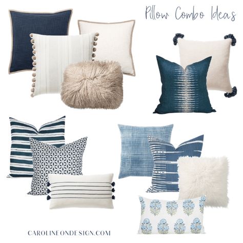 Your Guide to Choosing and Styling Throw Pillows | Caroline on Design Pillow Combo, Pillow Combos, Home Pillow, Throw Pillows Living Room, Living Room Pillows, Pillow Room, Couch Throw Pillows, Lounge Room, On Design