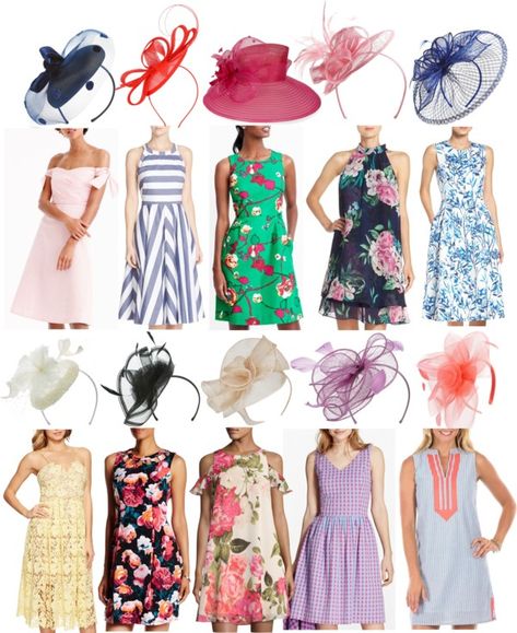 Floral Derby Dress, Simple Tea Party Outfit, Outfit With Fascinator, Kentucky Derby Bridal Shower Outfit, Derby Dresses And Hats Outfit Classy, Womens Derby Outfits, Fascinator Outfit, Kentucky Derby Fashion 2023, Kentucky Derby Hats For Women