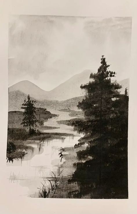 India Ink Landscape Art Lesson - THAT ART TEACHER Ink Wash Painting Landscape, Japanese Ink Landscape, Indian Ink Painting, Indian Ink Art Ideas, Ink Landscape Drawing, India Ink Art Ideas, Landscape Ink Drawing, Coursework Art, Indian Ink Art