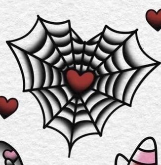 Flower With Spider Web Tattoo, American Traditional Tattoos Goth, Spooky Heart Tattoo, Vampire Flash Tattoo, Spiderweb Heart Tattoo, Goth Tattoos For Women, Spider Tattoo Ideas, Traditional Tattoo Halloween, Spiderweb Tattoo