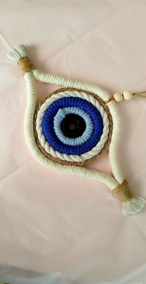 Evil Eye Macrame, Evil Eye Wall Hanging, Free Macrame Patterns, Birthday Room Decorations, Macrame Dream Catcher, Towel Animals, Cute Masks, Bohemian Christmas, Lucet