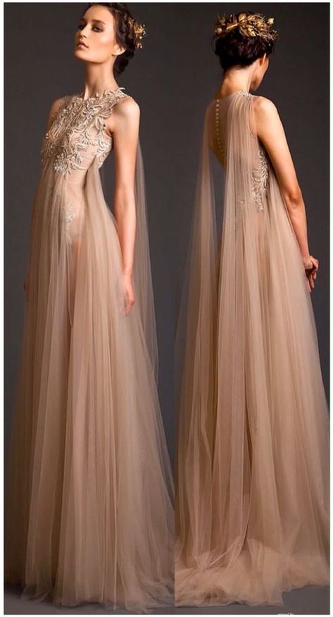 Goddess Gown Aesthetic, Nude Long Dress, Gossamer Gown, Beige Gown, Goddess Wedding Dress, Nude Gown, Goddess Gown, Bridgerton Inspired, Exquisite Gowns