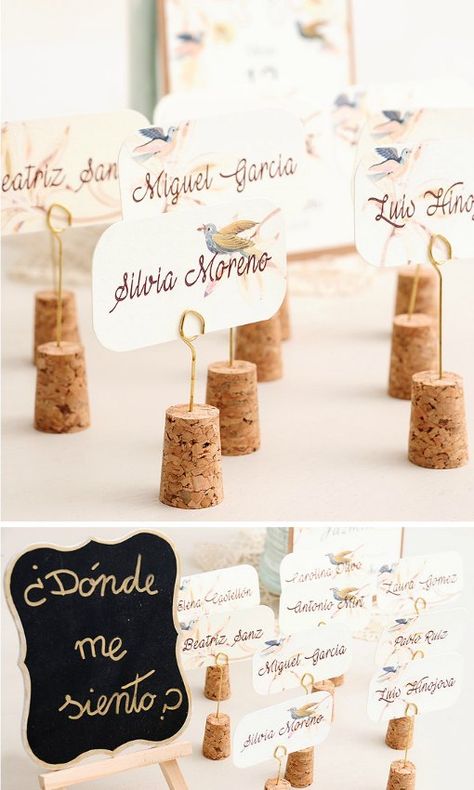 Ideas DIY para numerar las mesas y tu 'guestlist' de boda - Foto 2 Boda Diy, בר מצווה, Wine Corks, Seating Plan, Wedding Table Settings, Wedding Deco, Place Card, Place Cards, Card Holders